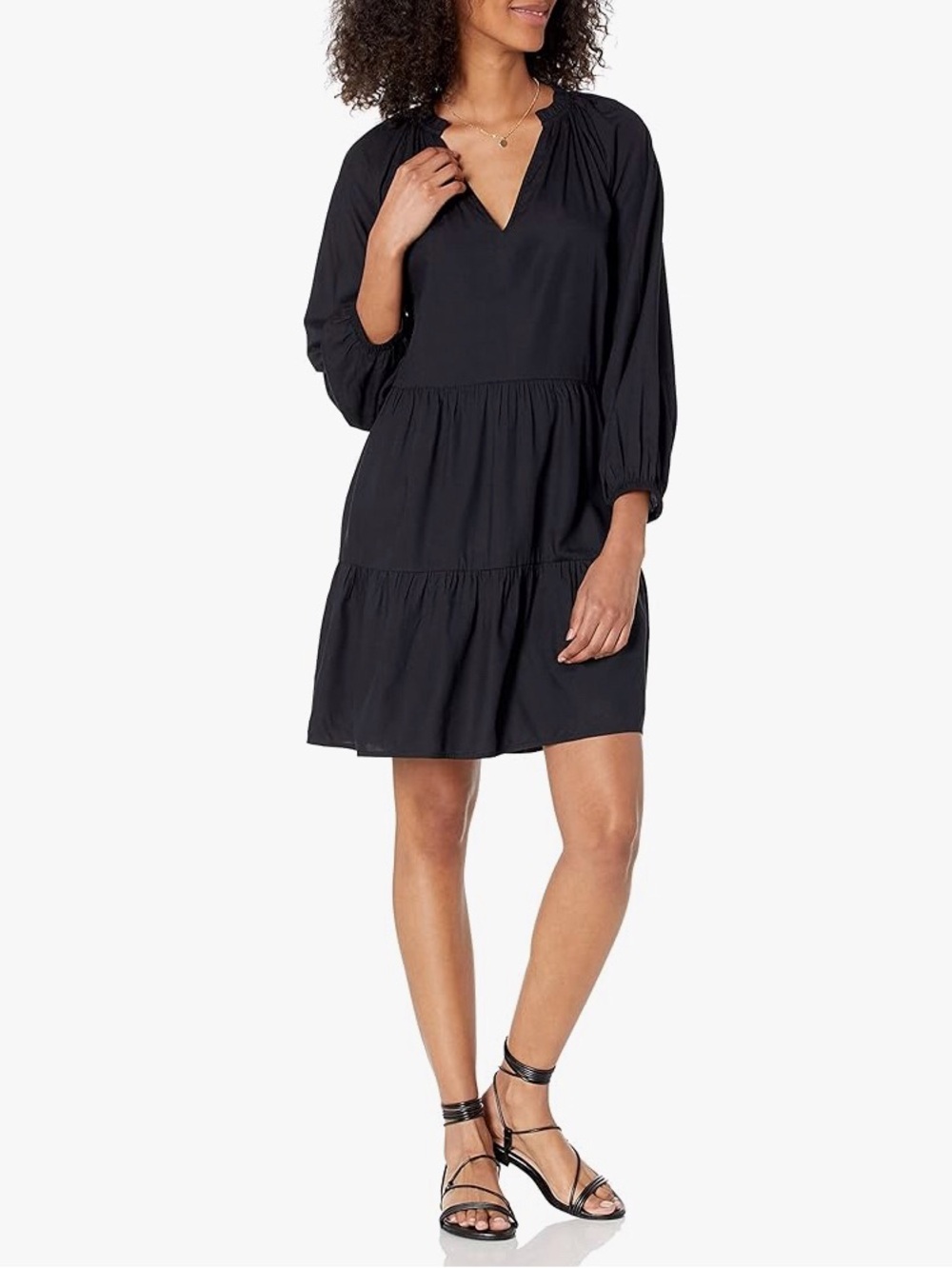 The Drop x @Caralynmirand Ruffle-Neck Tiered Mini Dress